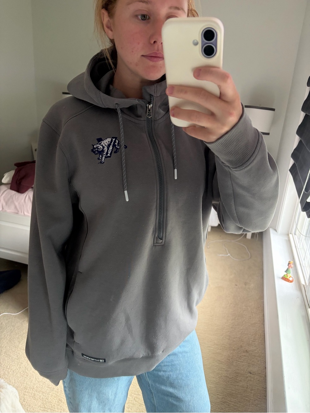 Villanova Gray Half-Zip Hooded Sweater mens  Casual Pullover
